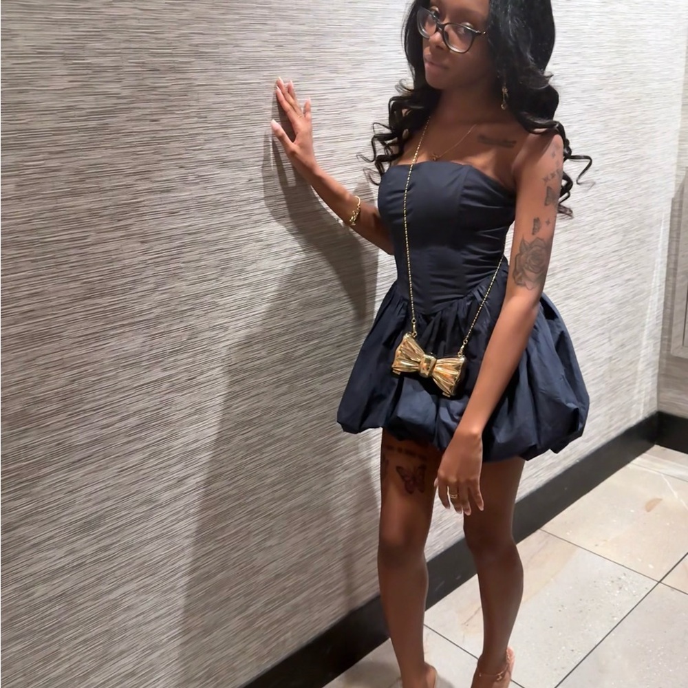 Fashion Nova Blue Strapless Ruffled Cocktail Dress - Picture 2 of 2